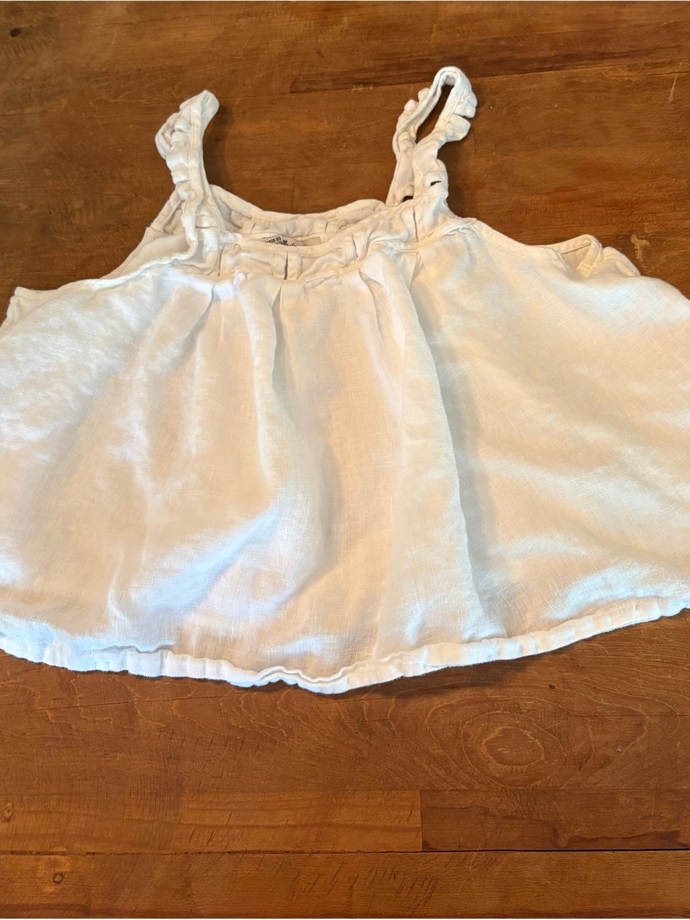 Madewell White Ruffle Strap Girls Tank